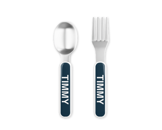 Personalized Kids Silverware Set - Spoon and Fork - Six Color Options